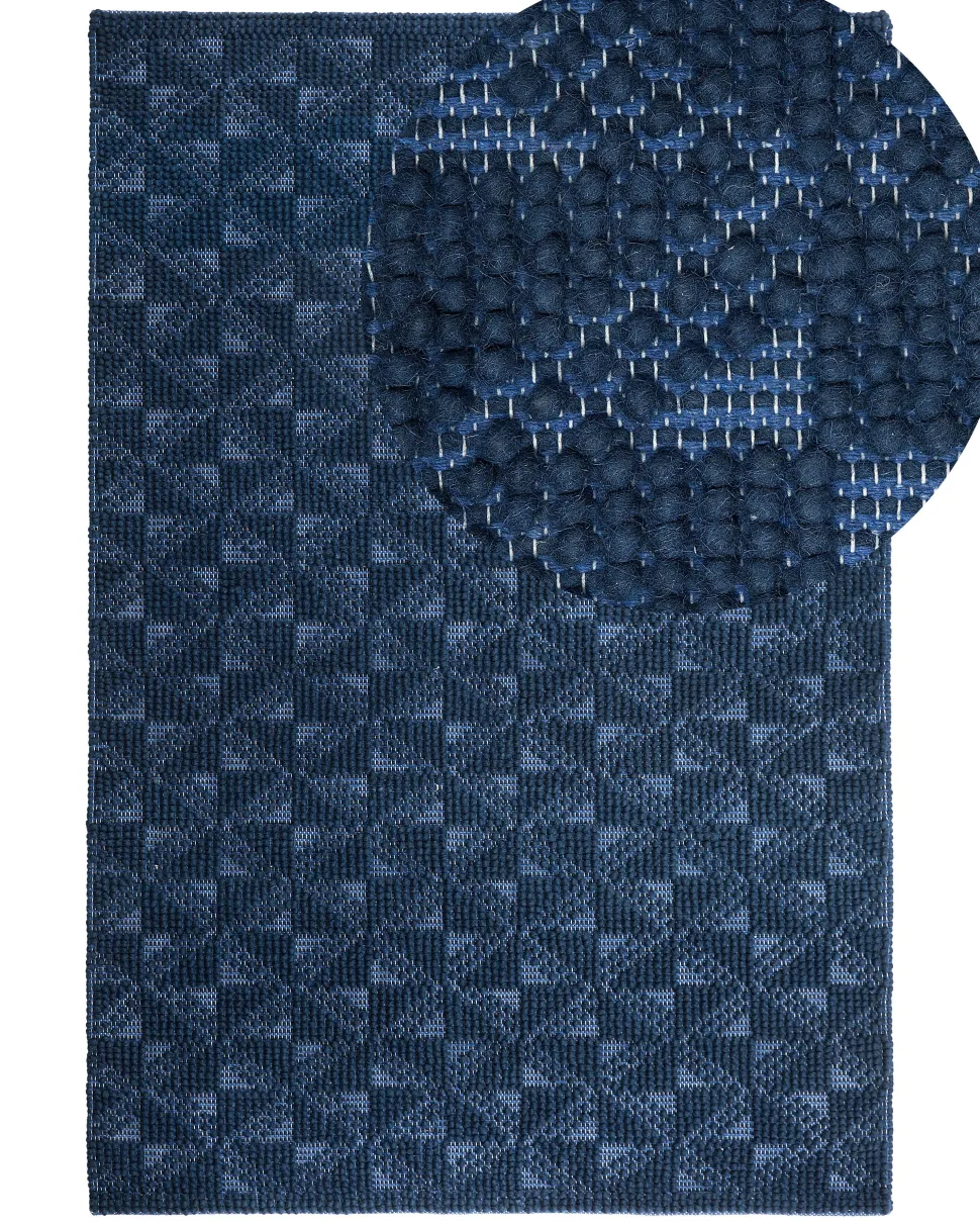 Teppich Marineblau 160 X 230 Cm Kurzflor Savran