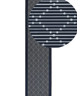 Teppich Marineblau 80 X 300 Cm Geometrisches Muster Kurzflor Charvad