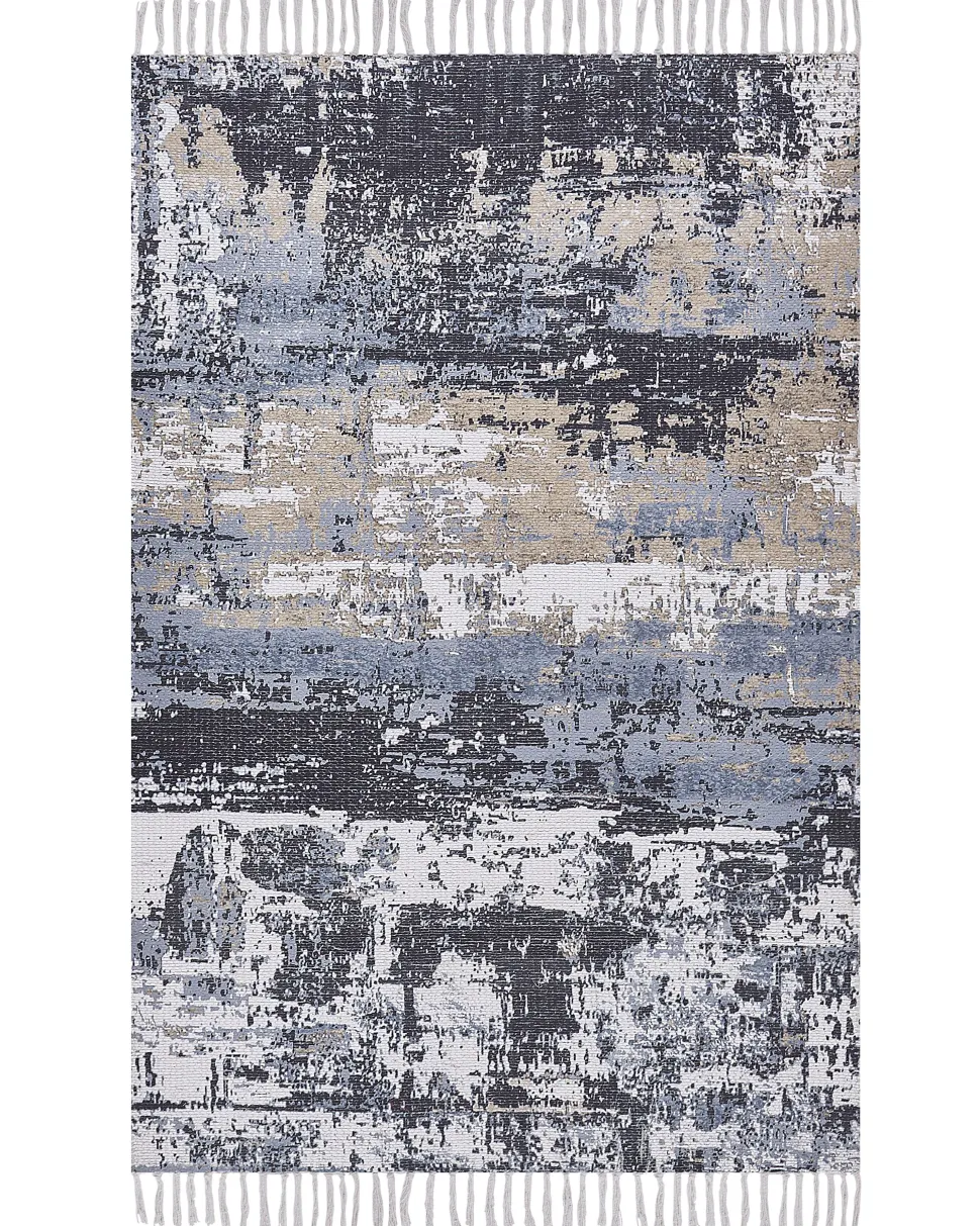 Teppich Mehrfarbig 150 X 230 Cm Abstraktes Muster Fransen Kurzflor Konakli
