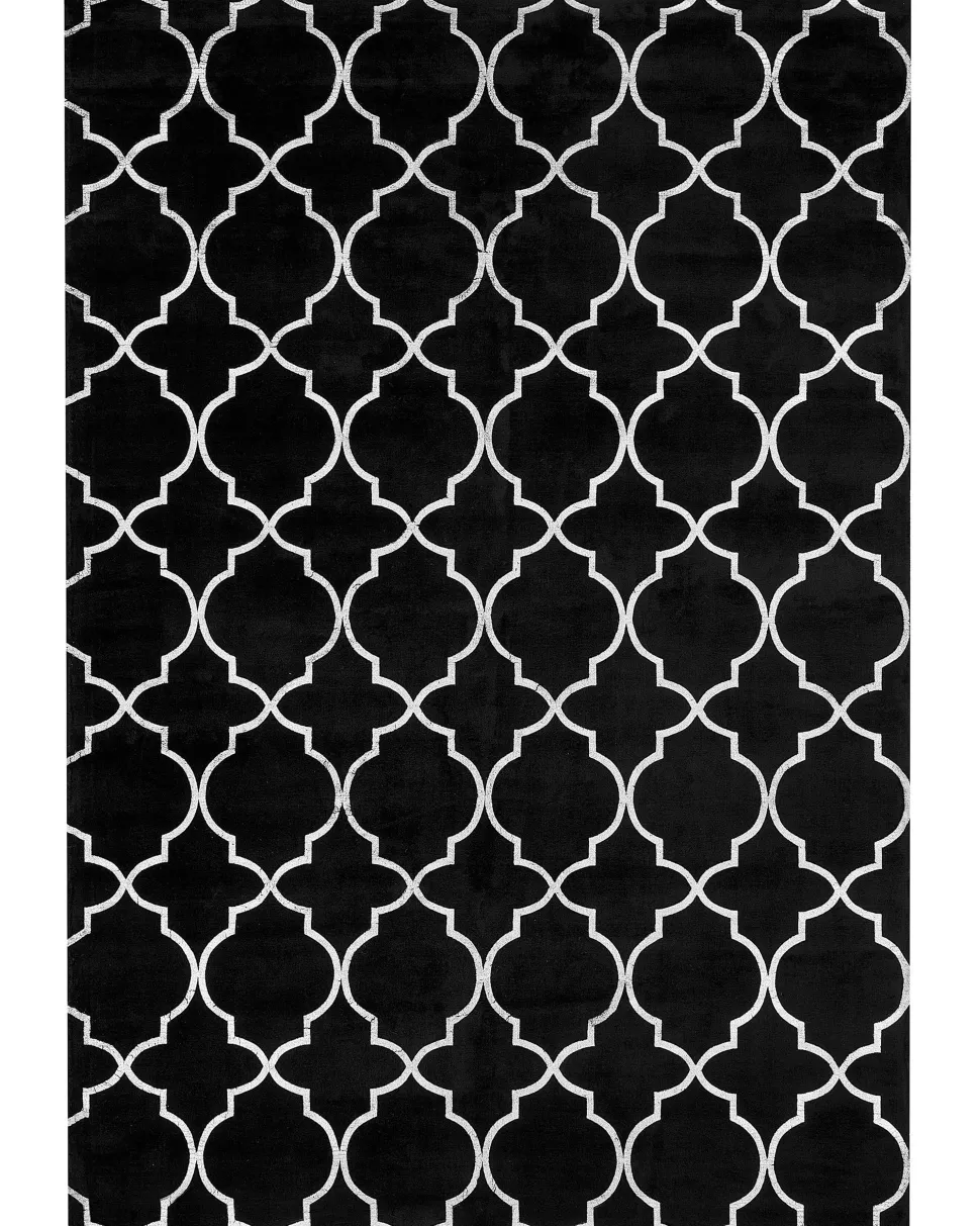 Teppich Schwarz / Silber Marokkanisches Muster 160 X 230 Cm Kurzflor Yelki