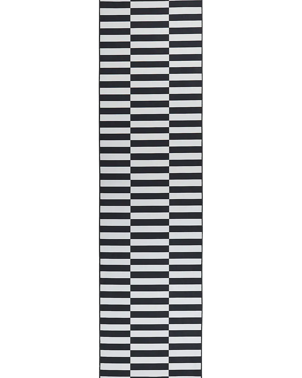 Teppich Schwarz / Weis 80 X 300 Cm Streifenmuster Kurzflor Pacode