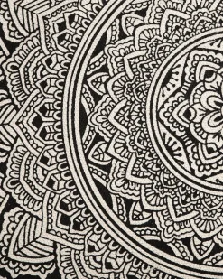 Teppich Schwarz/Creme Baumwolle O 120 Cm Mandala-Muster Hizan