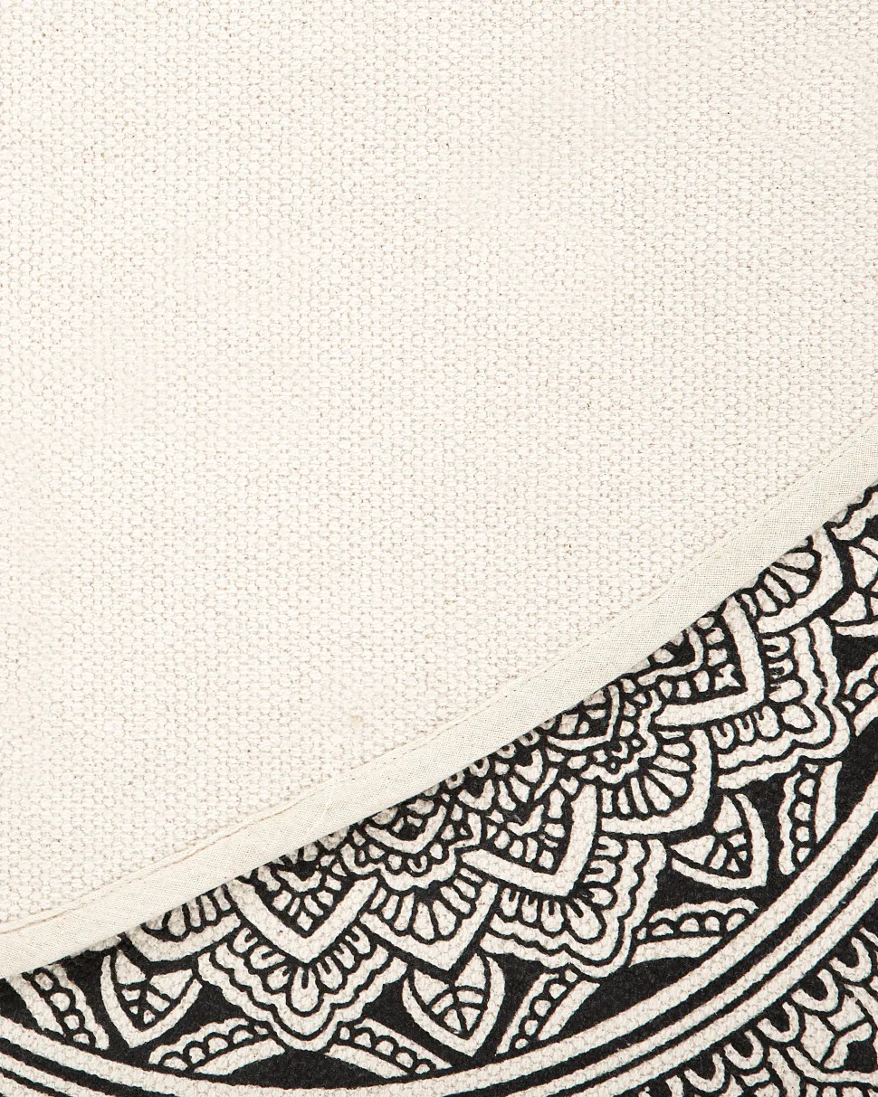 Teppich Schwarz/Creme Baumwolle O 120 Cm Mandala-Muster Hizan