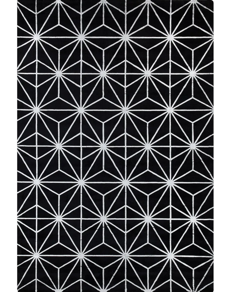 Teppich Schwarz/Silber 160 X 230 Cm Geometrisches Muster Sibel