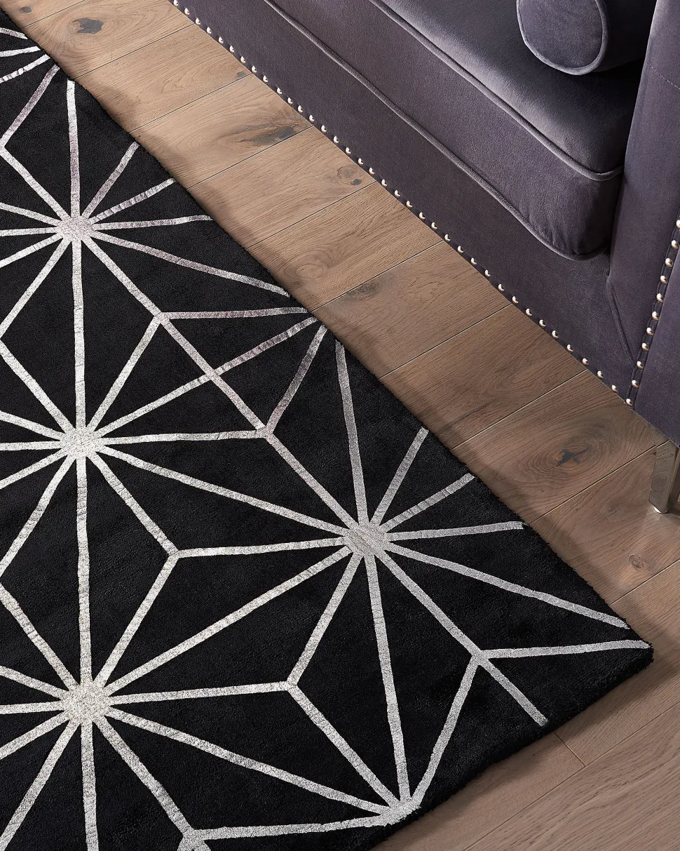 Teppich Schwarz/Silber 160 X 230 Cm Geometrisches Muster Sibel