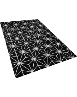 Teppich Schwarz/Silber 160 X 230 Cm Geometrisches Muster Sibel