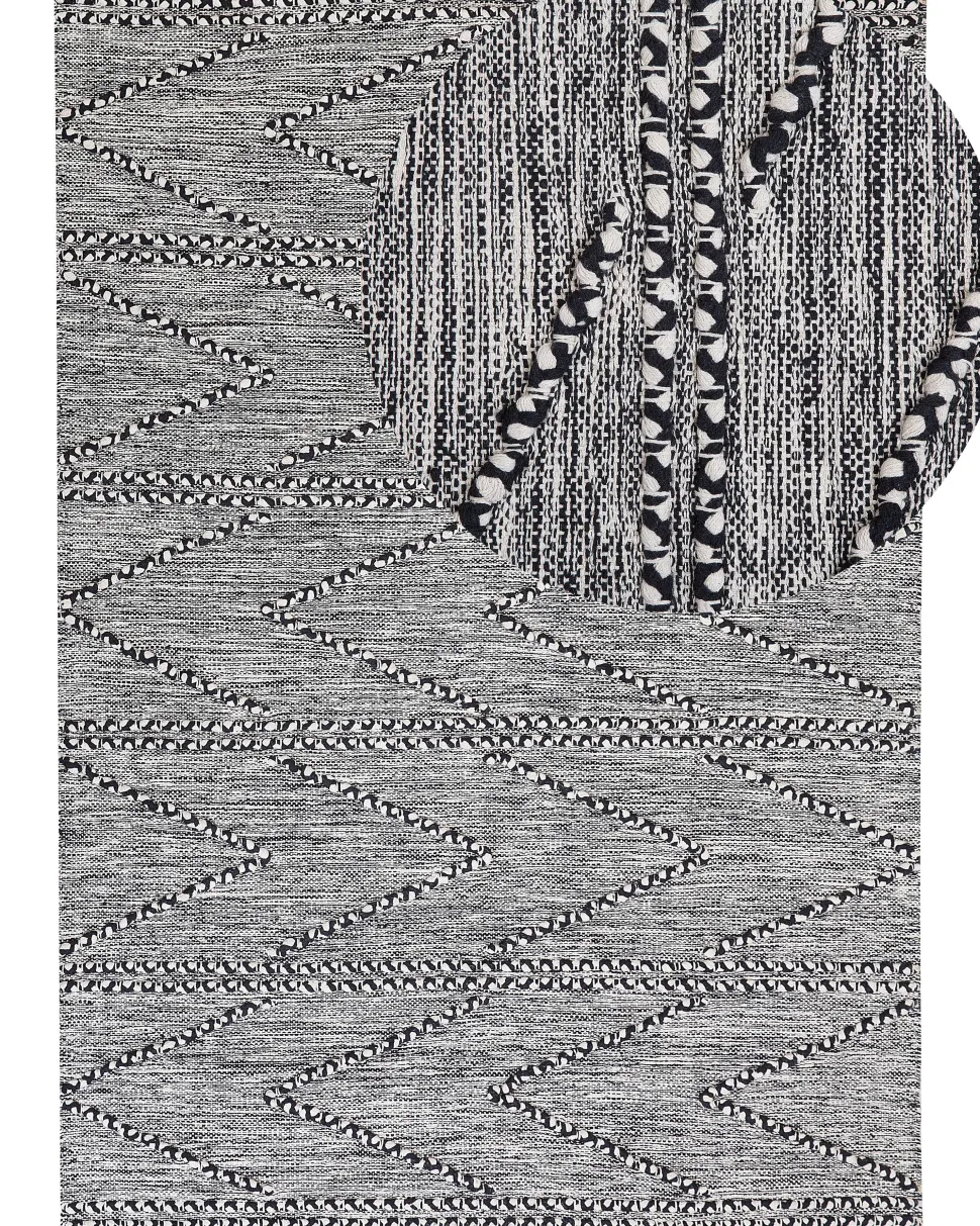 Teppich Schwarz/Weis 160 X 230 Cm Kurzflor Termal