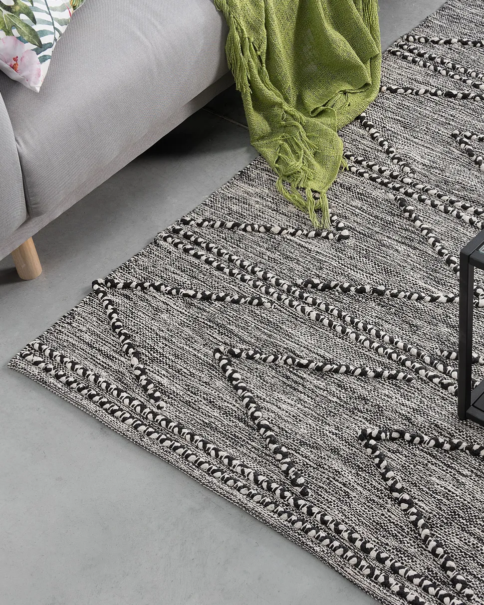 Teppich Schwarz/Weis 160 X 230 Cm Kurzflor Termal