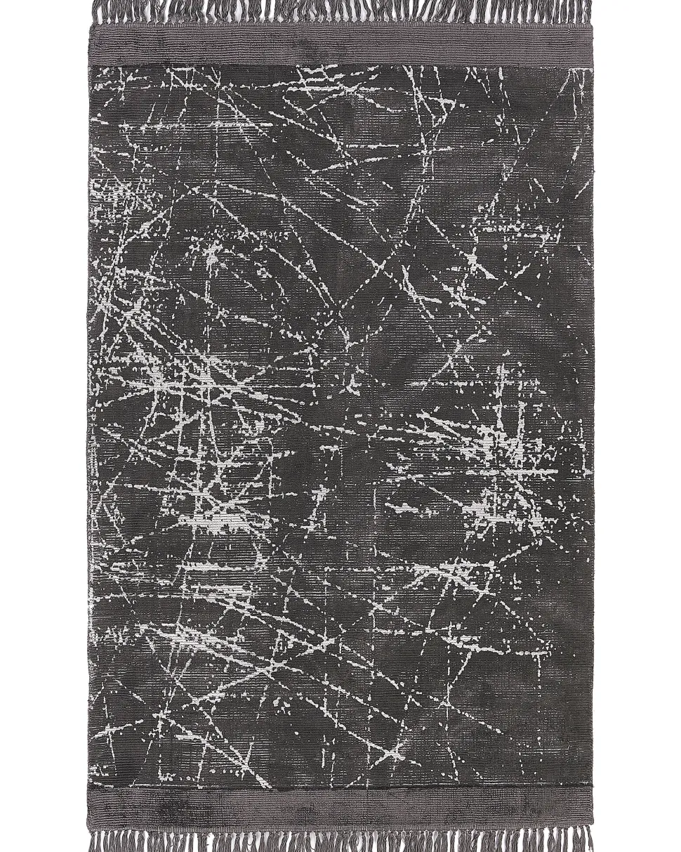 Teppich Viskose Dunkelgrau 160 X 230 Cm Abstraktes Muster Kurzflor Hanli