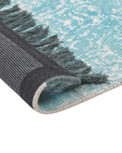 Teppich Viskose Hellblau / Beige 160 X 230 Cm Cm Orientalisches Muster Kurzflor Akarsu