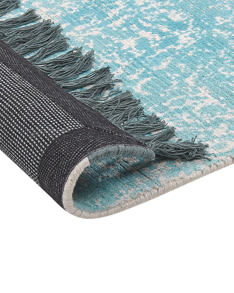 Teppich Viskose Hellblau / Beige 160 X 230 Cm Cm Orientalisches Muster Kurzflor Akarsu