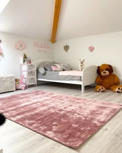 Teppich Viskose Rosa 160 X 230 Cm Kurzflor Gesi Ii