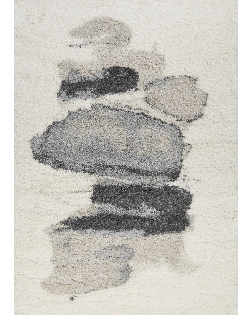 Teppich Weis / Grau 160 X 230 Cm Abstraktes Muster Shaggy Masis