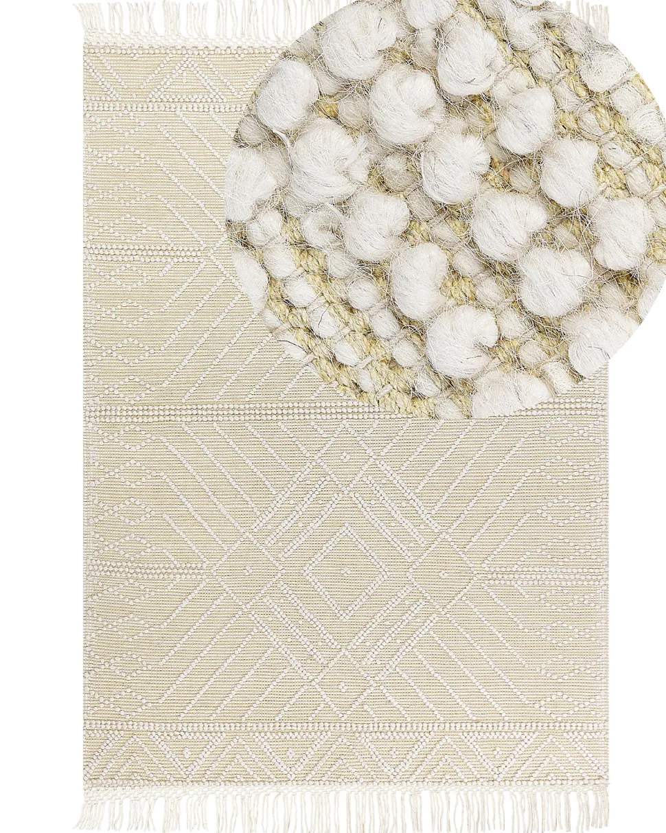 Teppich Wolle Beige 160 X 230 Cm Geometrisches Muster Mavikent