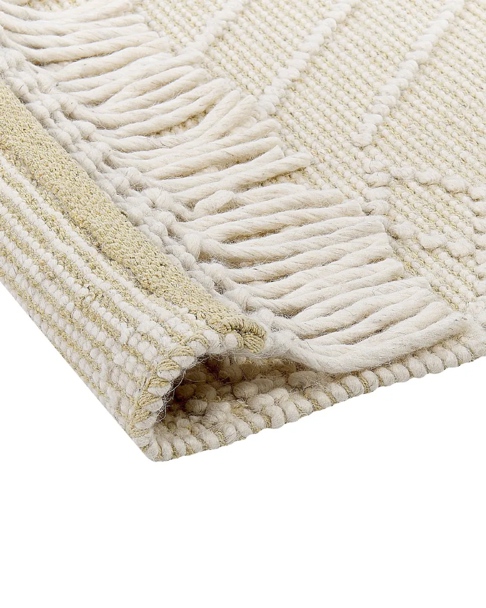 Teppich Wolle Beige 160 X 230 Cm Geometrisches Muster Mavikent