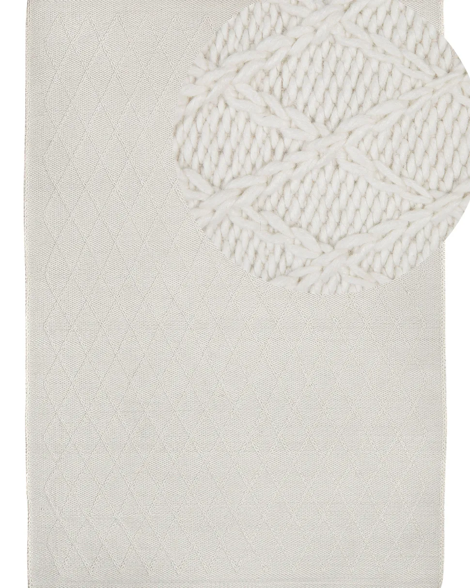 Teppich Wolle Cremeweis 160 X 230 Cm Kurzflor Erzin