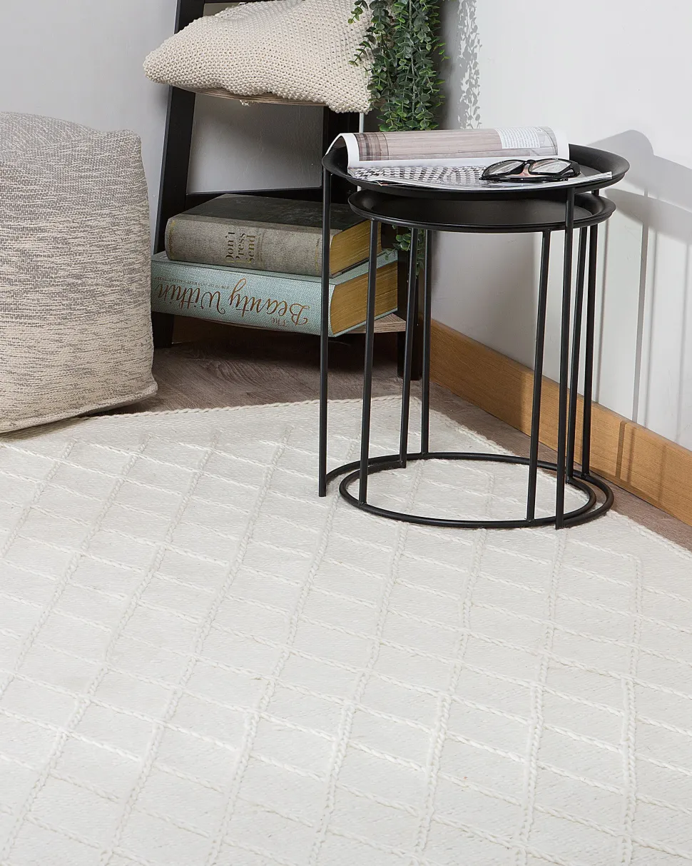 Teppich Wolle Cremeweis 160 X 230 Cm Kurzflor Erzin