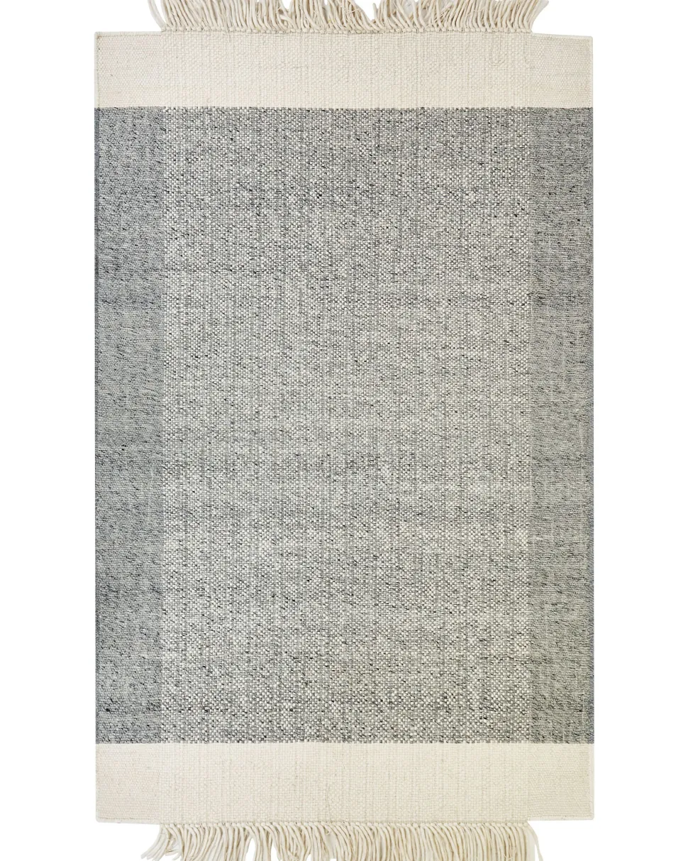 Teppich Wolle Grau / Cremeweis 160 X 230 Cm Kurzflor Tatlisu