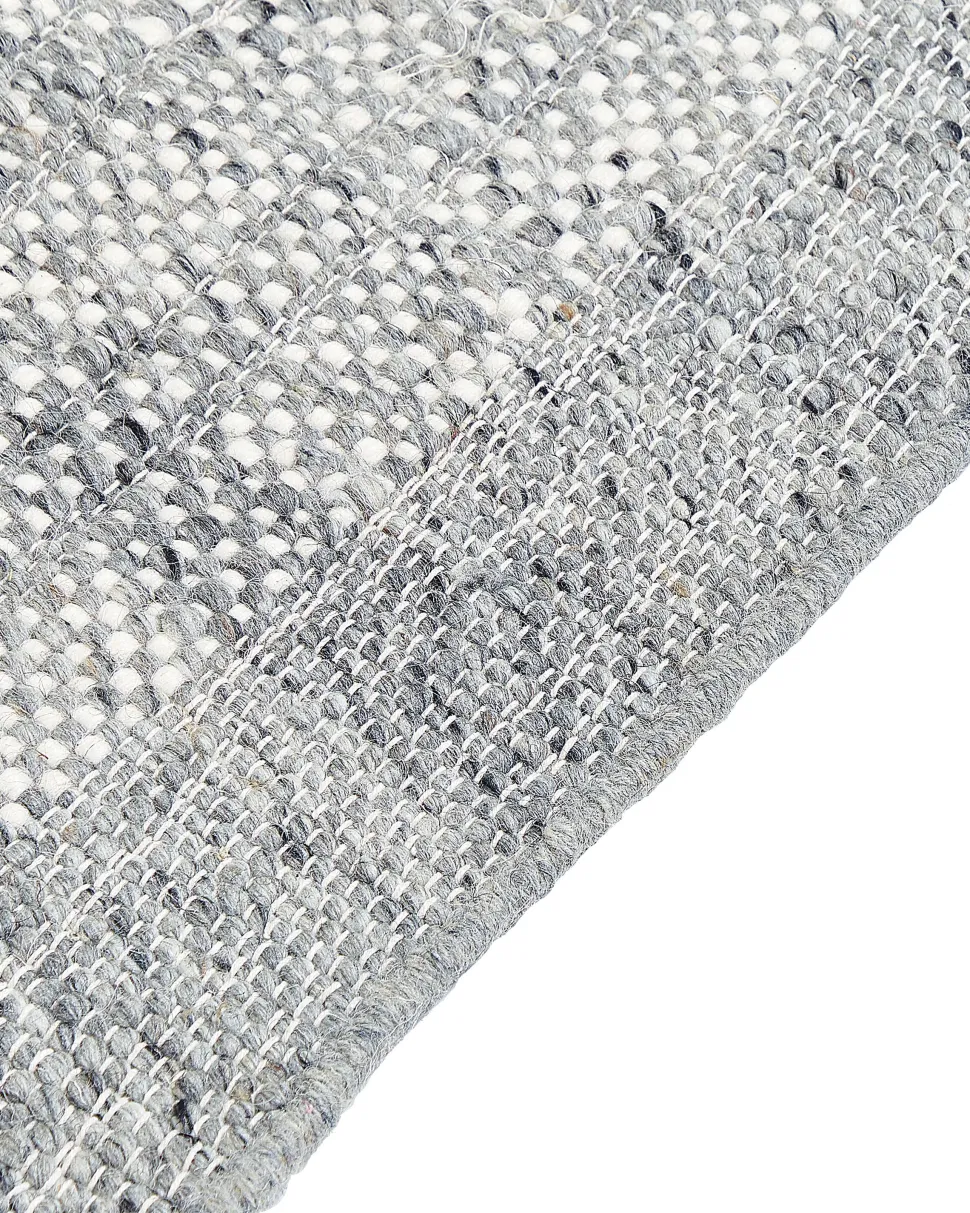Teppich Wolle Grau / Cremeweis 160 X 230 Cm Kurzflor Tatlisu