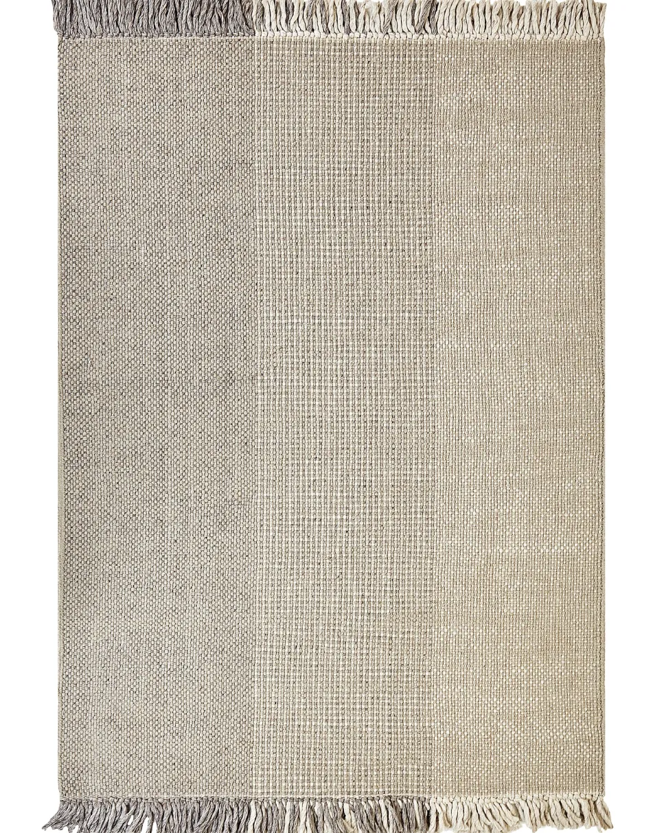 Teppich Wolle Grau 160 X 230 Cm Kurzflor Tekeler