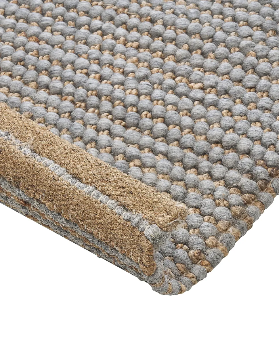 Teppich Wolle Grau 140 X 200 Cm Kurzflor Banoo