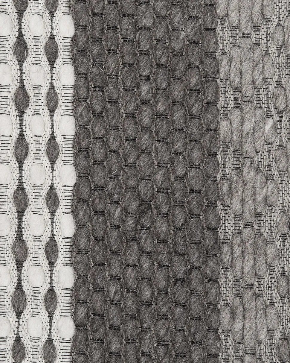 Teppich Wolle Grau 160 X 230 Cm Streifenmuster Kurzflor Akkaya