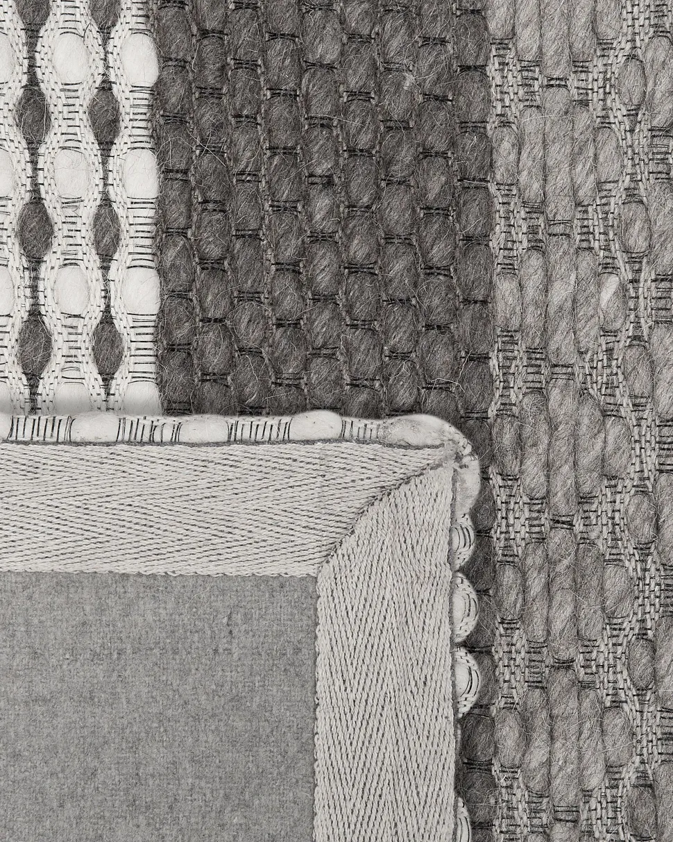Teppich Wolle Grau 160 X 230 Cm Streifenmuster Kurzflor Akkaya