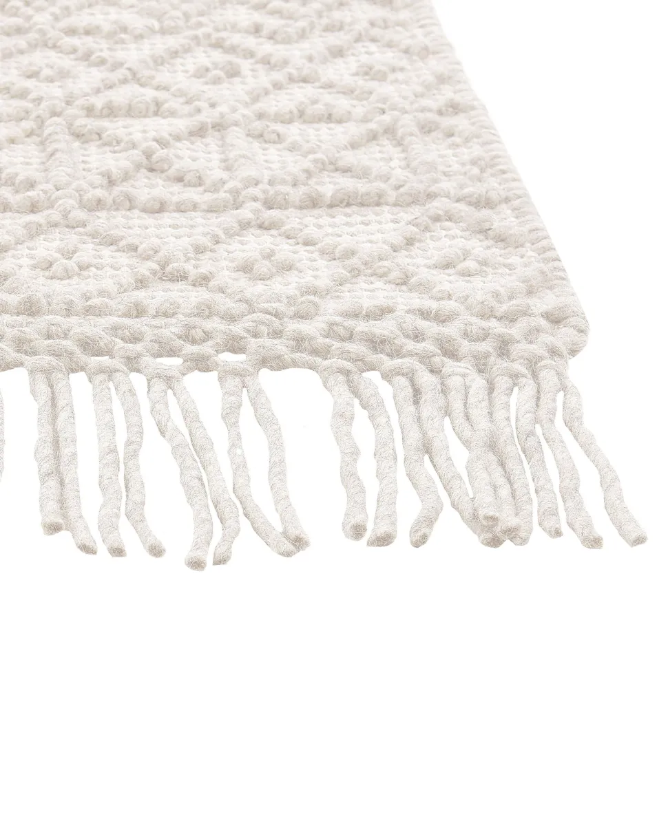 Teppich Wolle Hellbeige 200 X 300 Cm Kurzflor Alucra