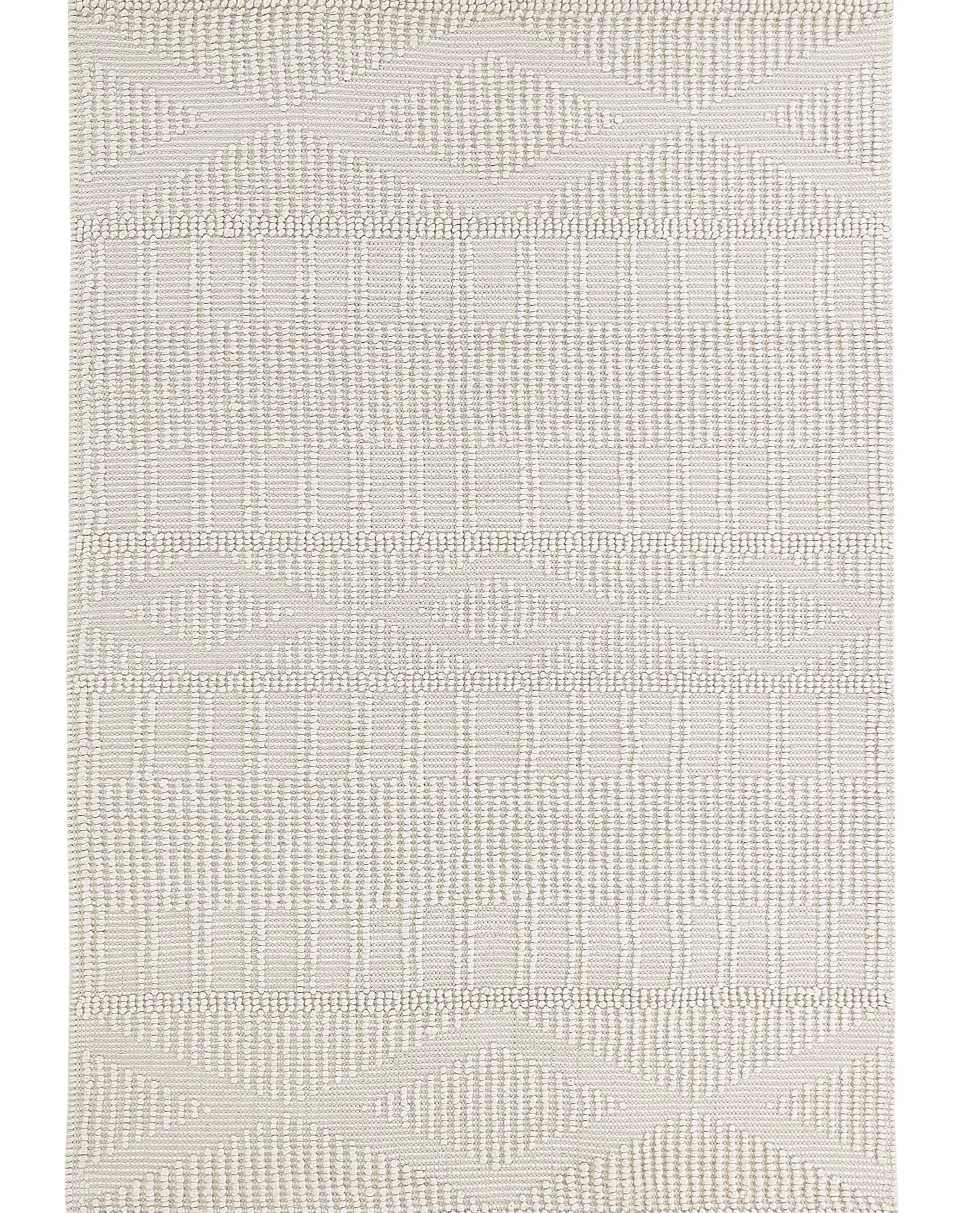 Teppich Wolle Helles Beige 160 X 230 Cm Geometrisches Muster Kurzflor Lapseki