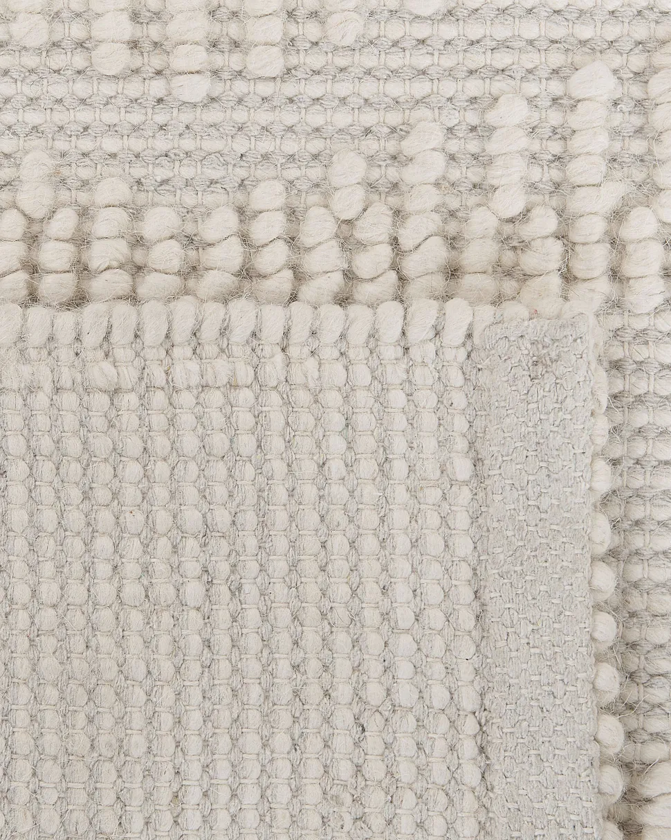 Teppich Wolle Helles Beige 160 X 230 Cm Geometrisches Muster Kurzflor Lapseki