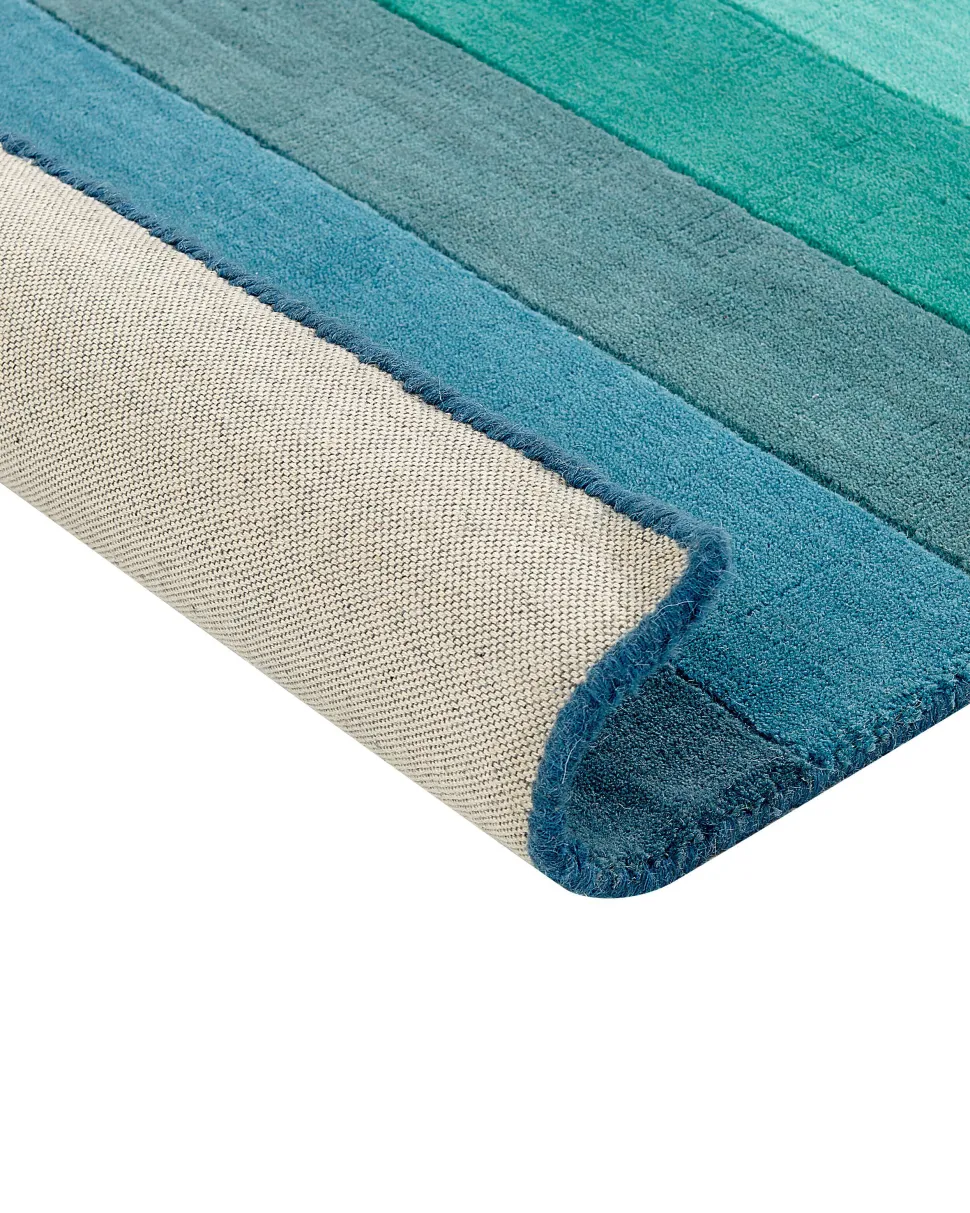 Teppich Wolle Mehrfarbig 140 X 200 Cm Streifenmuster Kurzflor Mailsi