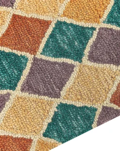 Teppich Wolle Mehrfarbig 160 X 230 Cm Geometrisches Muster Kurzflor Keskin