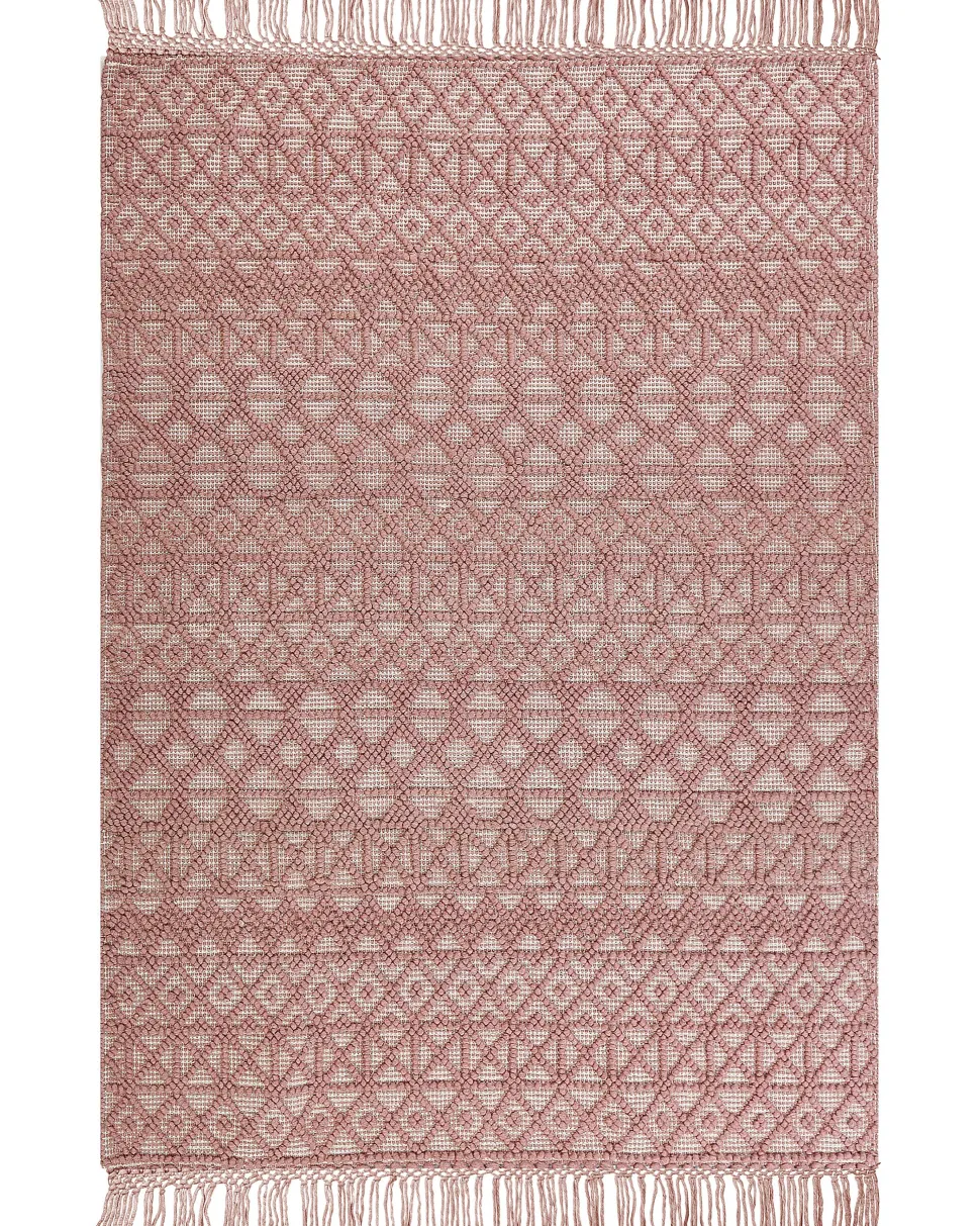 Teppich Wolle Rosa 160 X 230 Cm Kurzflor Alucra