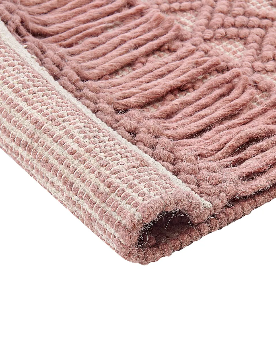 Teppich Wolle Rosa 160 X 230 Cm Kurzflor Alucra