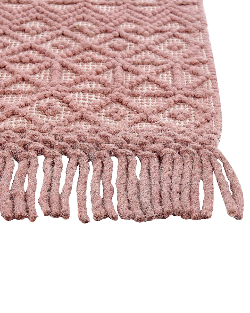 Teppich Wolle Rosa 160 X 230 Cm Kurzflor Alucra
