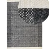 Teppich Wolle Schwarz / Cremeweis 160 X 230 Cm Streifenmuster Kurzflor Atlanti