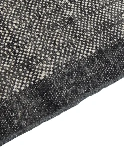 Teppich Wolle Schwarz / Cremeweis 160 X 230 Cm Streifenmuster Kurzflor Atlanti