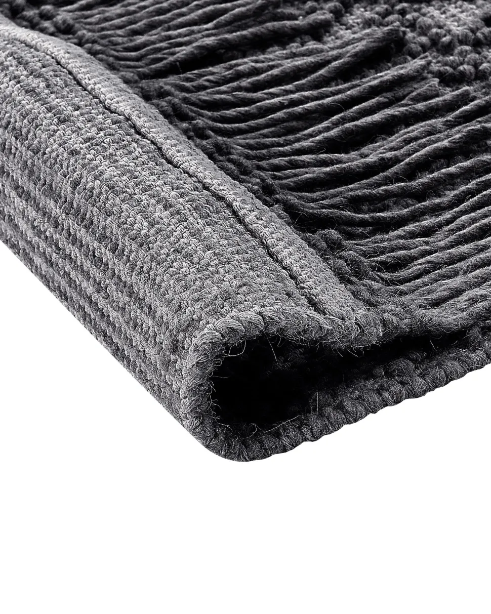 Teppich Wolle Schwarz 200 X 300 Cm Kurzflor Alucra