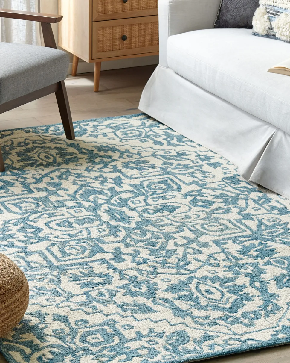 Teppich Wolle Weis / Blau 160 X 230 Cm Ahmetli