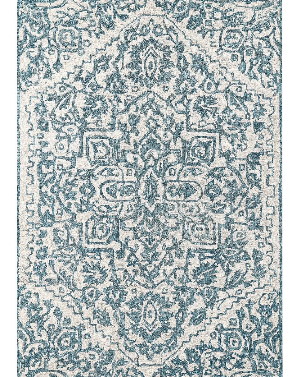 Teppich Wolle Weis / Blau 160 X 230 Cm Ahmetli