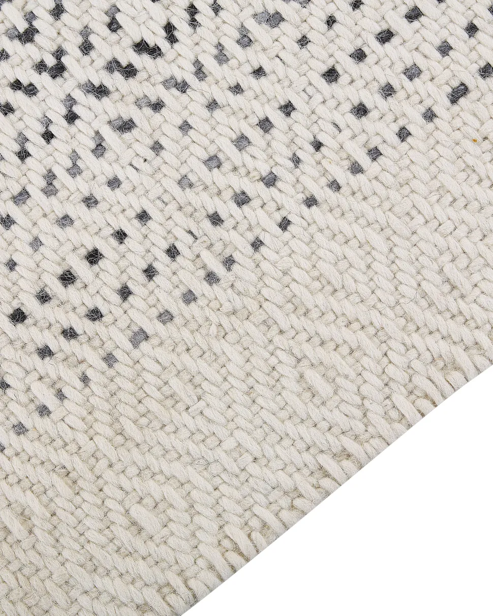 Teppich Wolle Weis / Grau 160 X 230 Cm Kurzflor Omerli