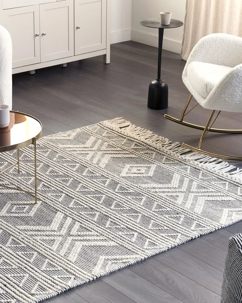 Teppich Wolle Weis / Schwarz 160 X 230 Cm Geometrisches Muster Pazar