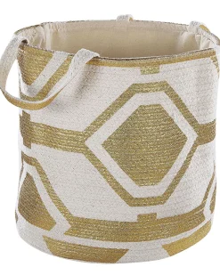 Textilkorb Baumwolle Cremeweis / Gold Hanwella