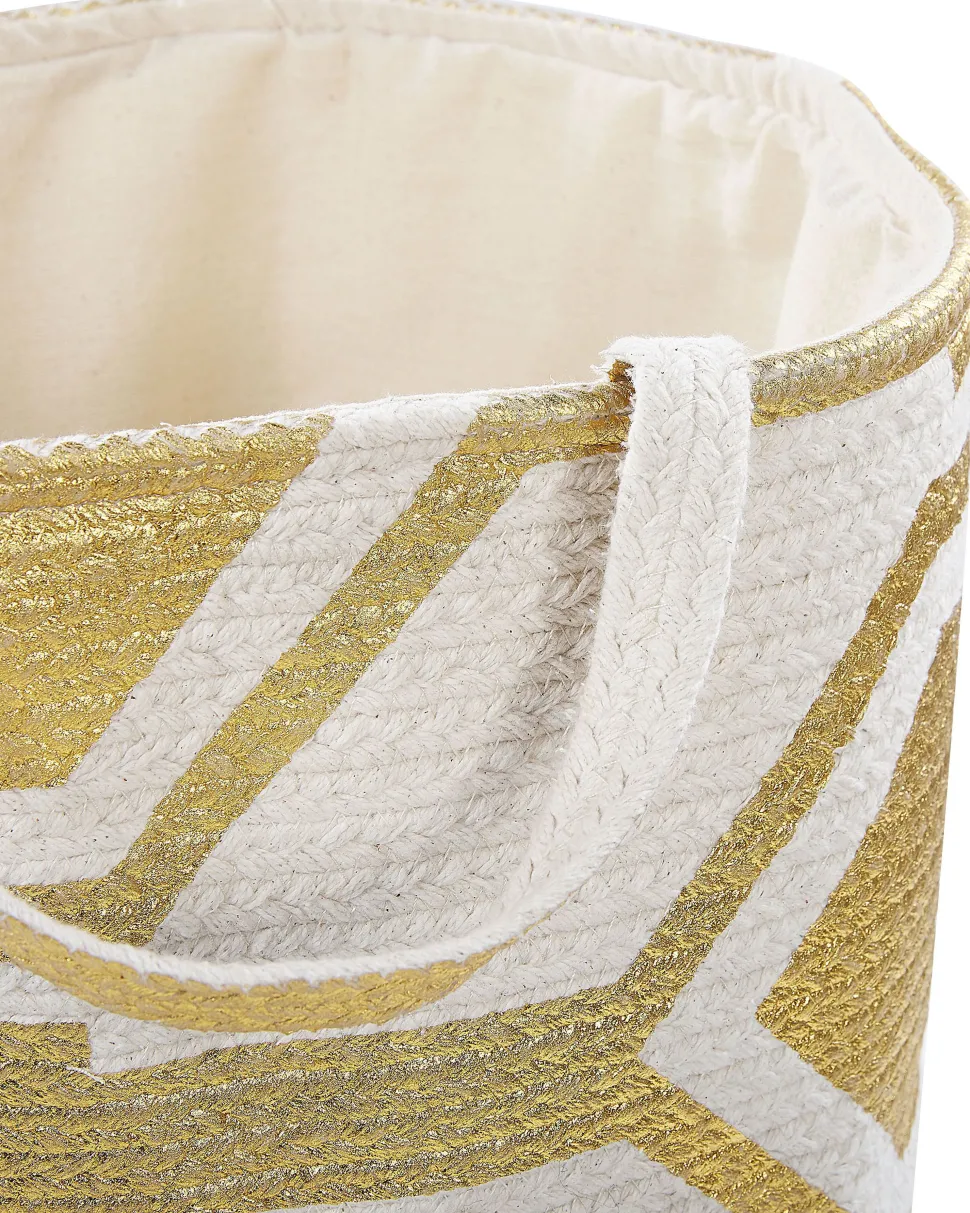 Textilkorb Baumwolle Cremeweis / Gold Hanwella