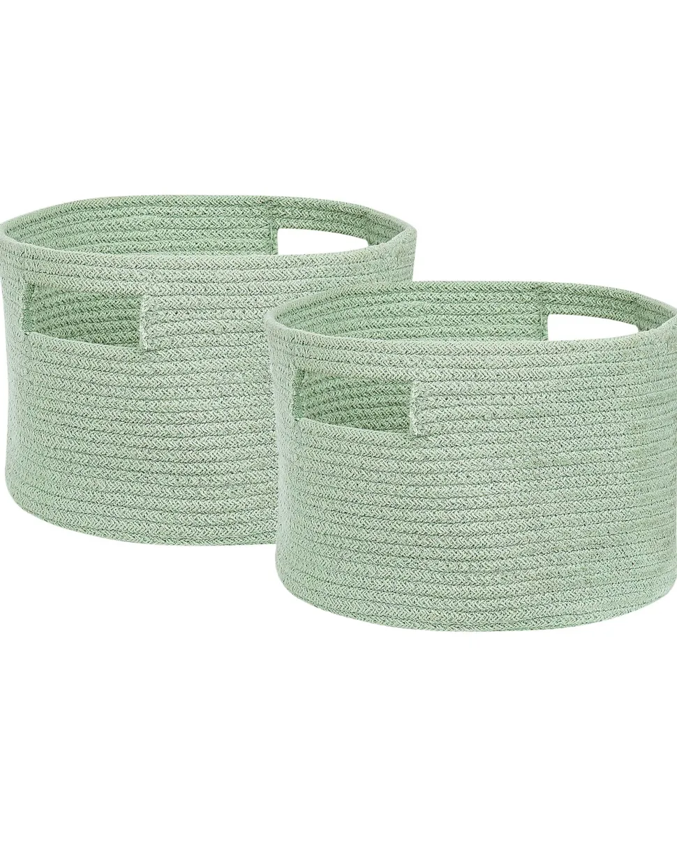 Textilkorb Baumwolle Hellgrun 30 Cm 2Er Set Chiniot