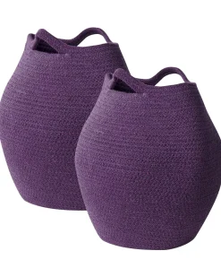 Textilkorb Baumwolle Violett 2Er Set Panjgur