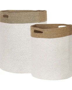 Textilkorb Baumwolle Weis / Beige 2Er Set Kardh