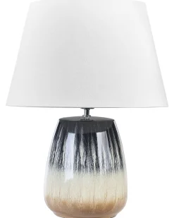 Tischlampe Aus Keramik Grau/Beige Cidra