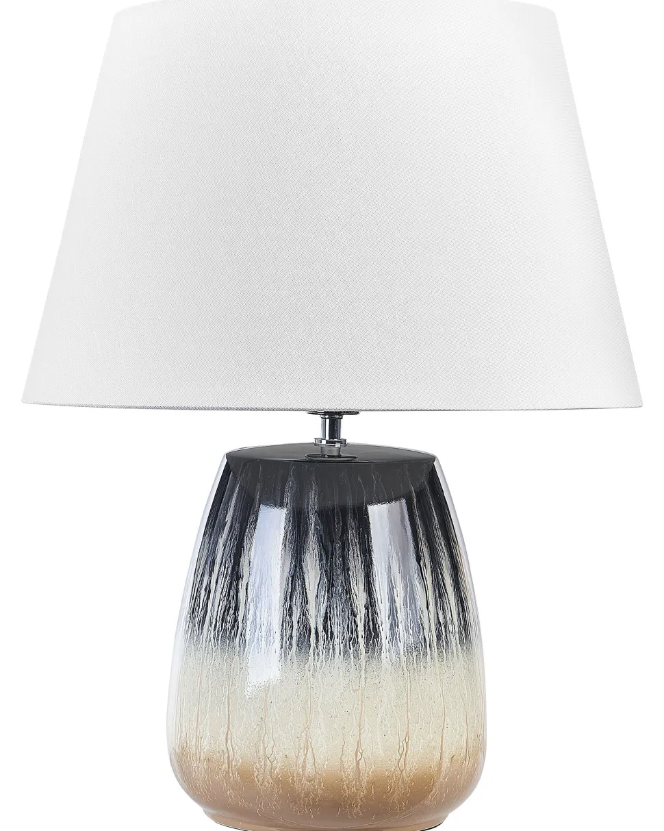 Tischlampe Aus Keramik Grau/Beige Cidra