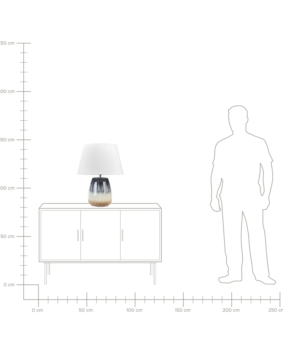 Tischlampe Aus Keramik Grau/Beige Cidra